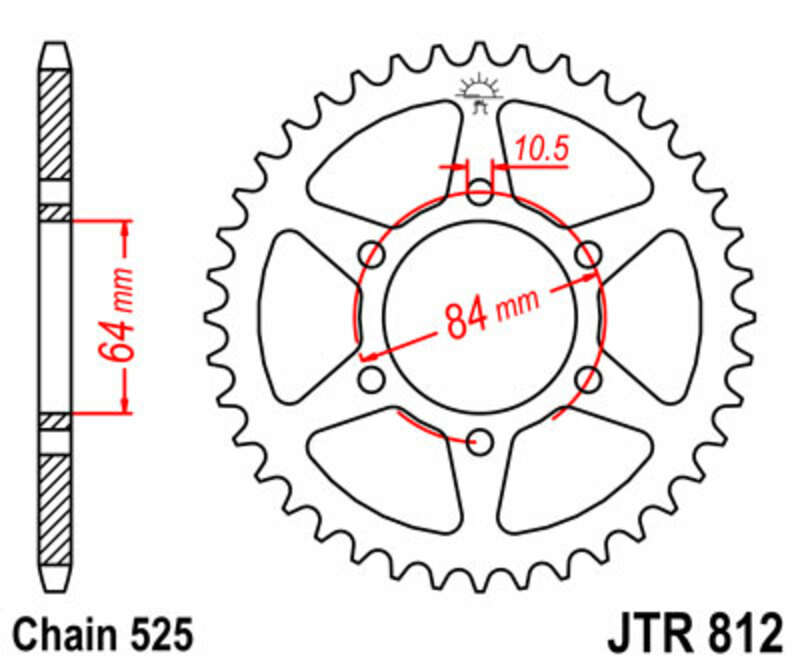 Corona JT SPROCKETS acero estándar 812 - Paso 525