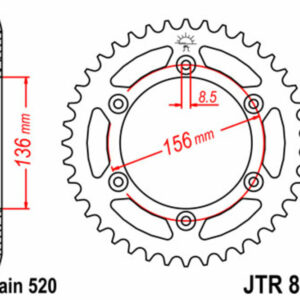 Corona JT SPROCKETS acero estándar 822 - Paso 520