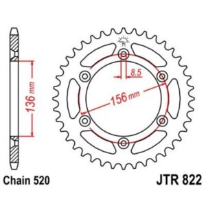 Corona JT 822 de acero con 49 dientes