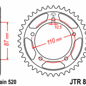Corona JT SPROCKETS acero estándar 823 - Paso 520