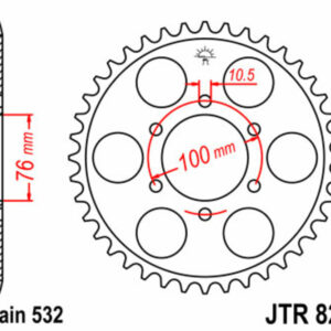 Corona JT SPROCKETS acero estándar 827 - Paso 520