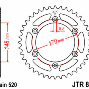 Corona JT SPROCKETS acero estándar 828 - Paso 520