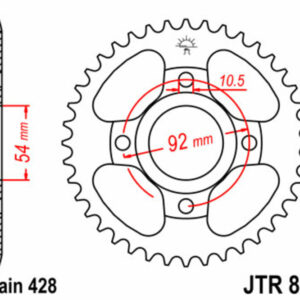 Corona JT SPROCKETS acero estándar 835 - Paso 428
