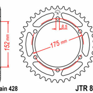 Corona JT SPROCKETS acero estándar 839 - Paso 428