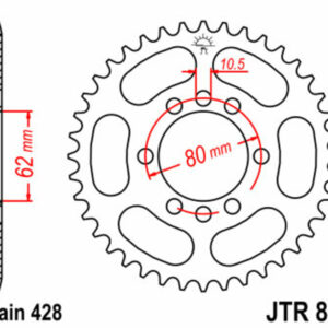 Corona JT SPROCKETS acero estándar 843 - Paso 428