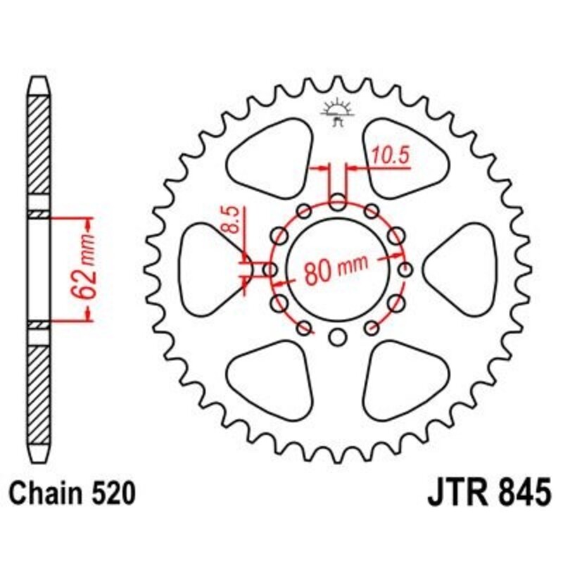 Corona JT 845 de acero con 43 dientes