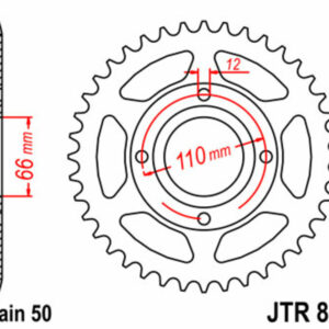 Corona JT SPROCKETS acero estándar 849 - Paso 530