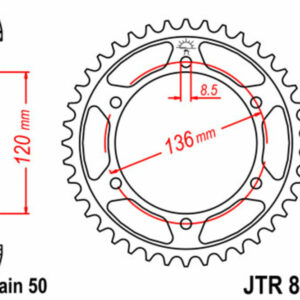 Corona JT 862 de acero con 44 dientes