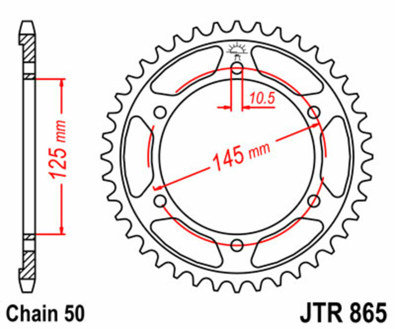 Corona JT SPROCKETS acero estándar 865 - Paso 530