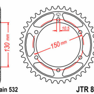 Corona JT SPROCKETS acero estándar 866 - Paso 532