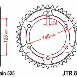 Corona JT SPROCKETS acero estándar 867 - Paso 525