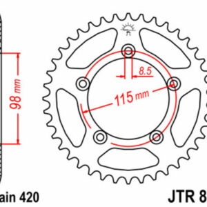 Corona JT SPROCKETS acero estándar 894 - Paso 420
