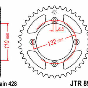 Corona JT SPROCKETS acero estándar 895 - Paso 428