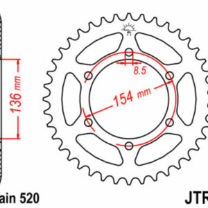 Corona JT SPROCKETS acero estándar 9 - Paso 520