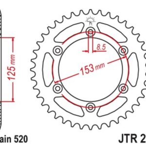 Corona JT 210 de acero con 49 dientes paso 520 autolimpiable