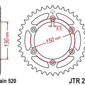 Corona JT 251 de acero con 51 dientes paso 520 autolimpiable