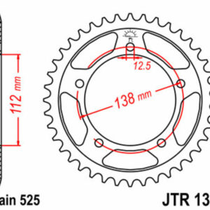 Corona JT SPROCKETS acero estándar 1304 - Paso 525