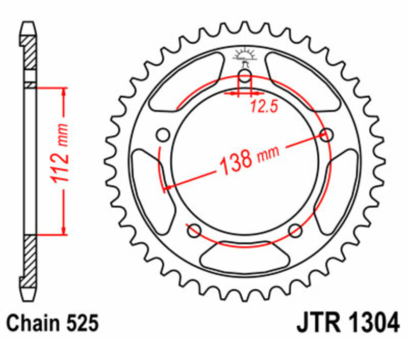 Corona JT SPROCKETS acero estándar 1304 - Paso 525