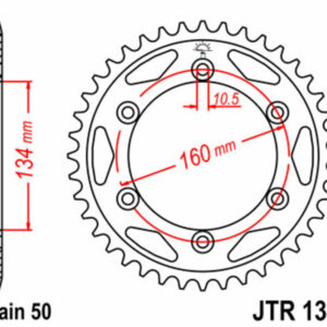 Corona JT SPROCKETS acero estándar 1306 - Paso 530