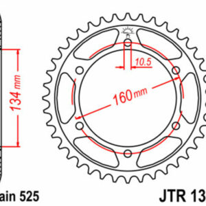 Corona JT SPROCKETS acero estándar 1307 - Paso 525