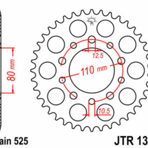 Corona JT SPROCKETS acero estándar 1332 - Paso 525