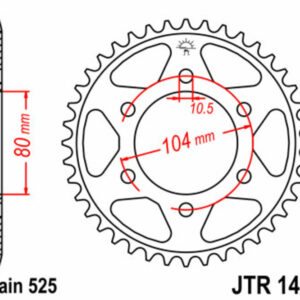 Corona JT 1489 de acero con 41 dientes