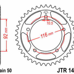 Corona JT 1493 de acero con 42 dientes