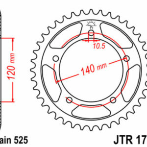 Corona JT SPROCKETS acero estándar 1792 - Paso 525
