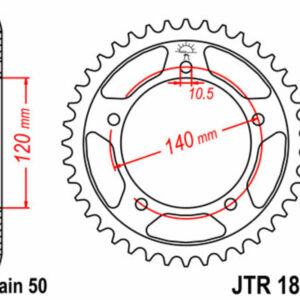 Corona JT SPROCKETS acero estándar 1800 - Paso 530