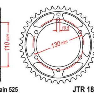 Corona JT SPROCKETS acero estándar 1876 - Paso 525