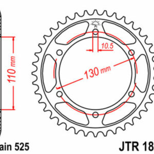 Corona JT SPROCKETS acero estándar 1876 - Paso 525