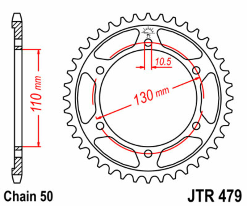 Corona JT 479 de acero con 46 dientes