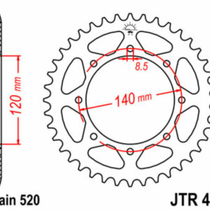 Corona JT SPROCKETS acero estándar 487 - Paso 520