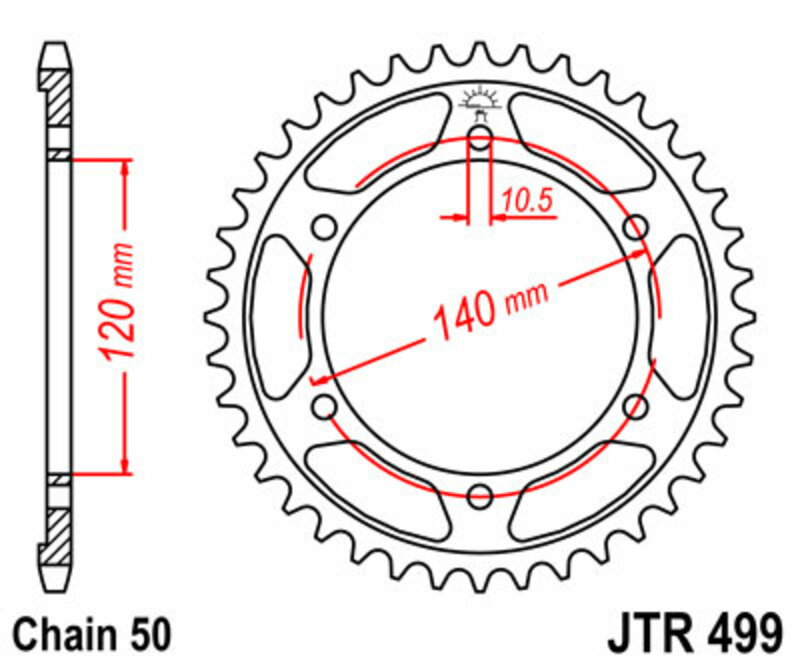 Corona JT 499 de acero con 42 dientes