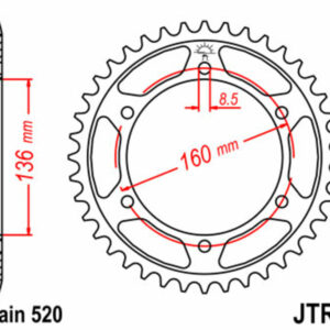 Corona JT 5 de acero con 43 dientes