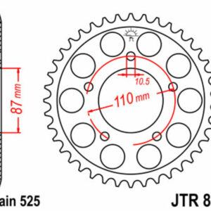 Corona JT SPROCKETS acero estándar 807 - Paso 525