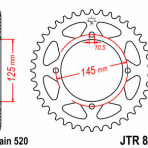 Corona JT SPROCKETS acero estándar 857 - Paso 520