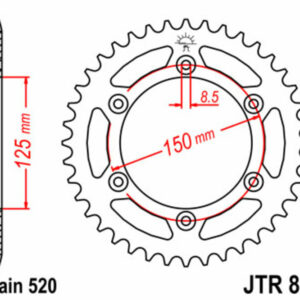 Corona JT 897 de acero con 50 dientes