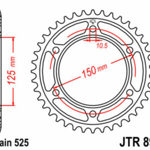 Corona JT 899 de acero con 45 dientes