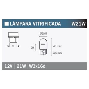 Lámpara V PARTS 12V 21W - 10 uds