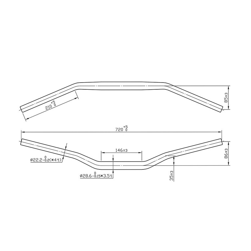 Manillar conico Ø28.6mm plata V PARTS
