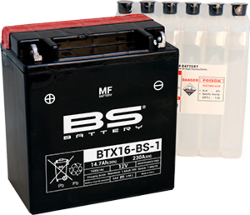 Batería BS BATTERY BTX16-BS-1 sin mantenimiento con pack de electrolito