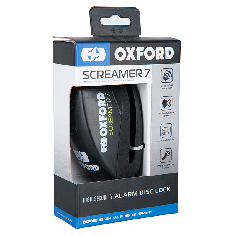 Candado de disco OXFORD Screamer 7 - Ø7mm negro