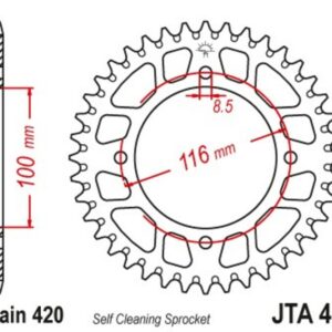Corona JT Aluminio negro JT 461 con 51 dientes