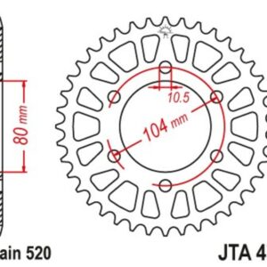 Corona JT Aluminio negro JT 478 con 43 dientes