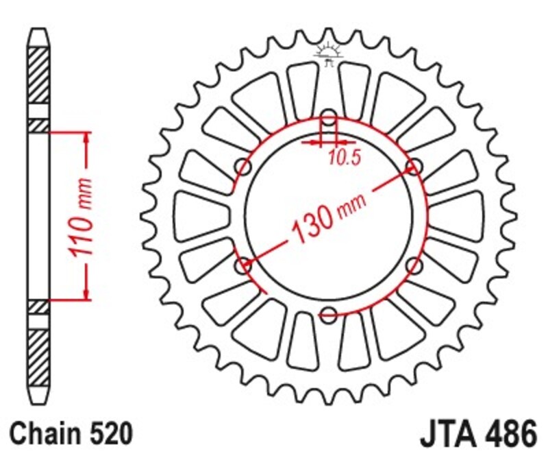 Corona JT 520 de aluminio con 50 dientes