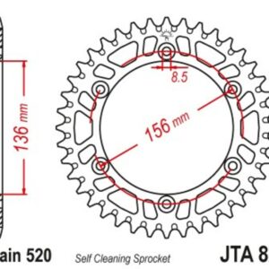 Corona JT Aluminio negro JT 822 con 51 dientes