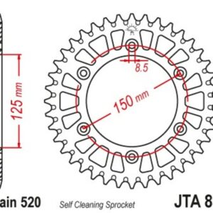 Corona JT SPROCKETS Racelite aluminio negro 897 - 520