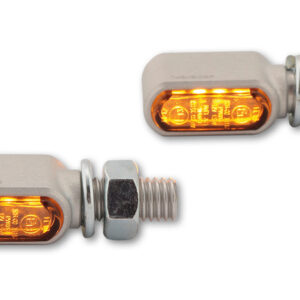 Intermitente LED HIGHSIDER pro Stealth-XS Bronx - plata/ahumado - mecanizado CNC - homologado E - par