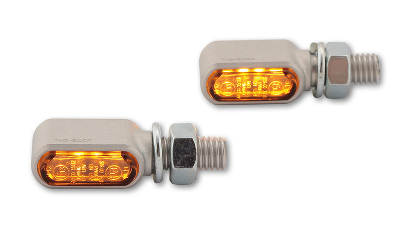 Intermitente LED HIGHSIDER pro Stealth-XS Bronx - plata/ahumado - mecanizado CNC - homologado E - par